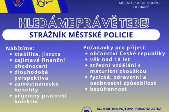 Městská policie Modřice - výběrové řízení na pozici strážník městské policie
