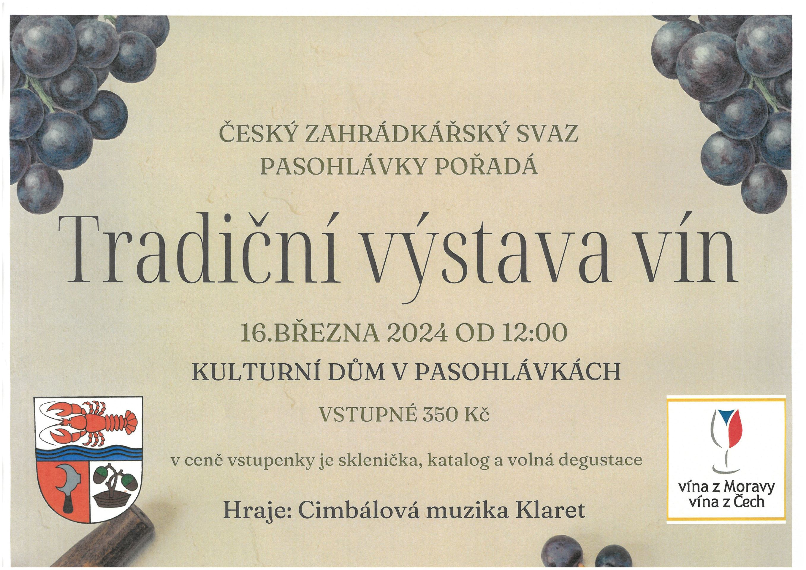 Český zahrádkářský svaz Pasohlávky - Tradiční výstava vín 2024