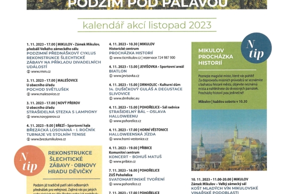 Pálava turistická oblast - Kalendář akcí listopad 2023