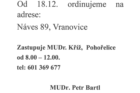 MUDr. Petr Bartl - Informace pro pacienty