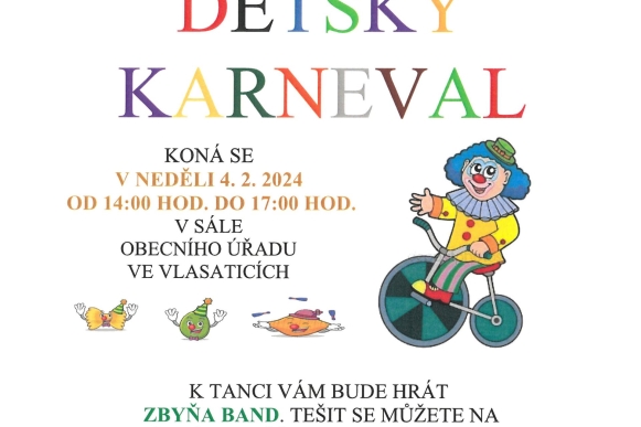 Obec Vlasatice - Dětský karneval 4.2.2024